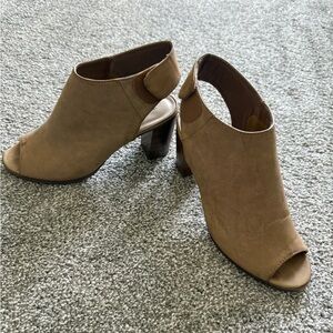 Call It Spring Tan Peep-Toe Heels